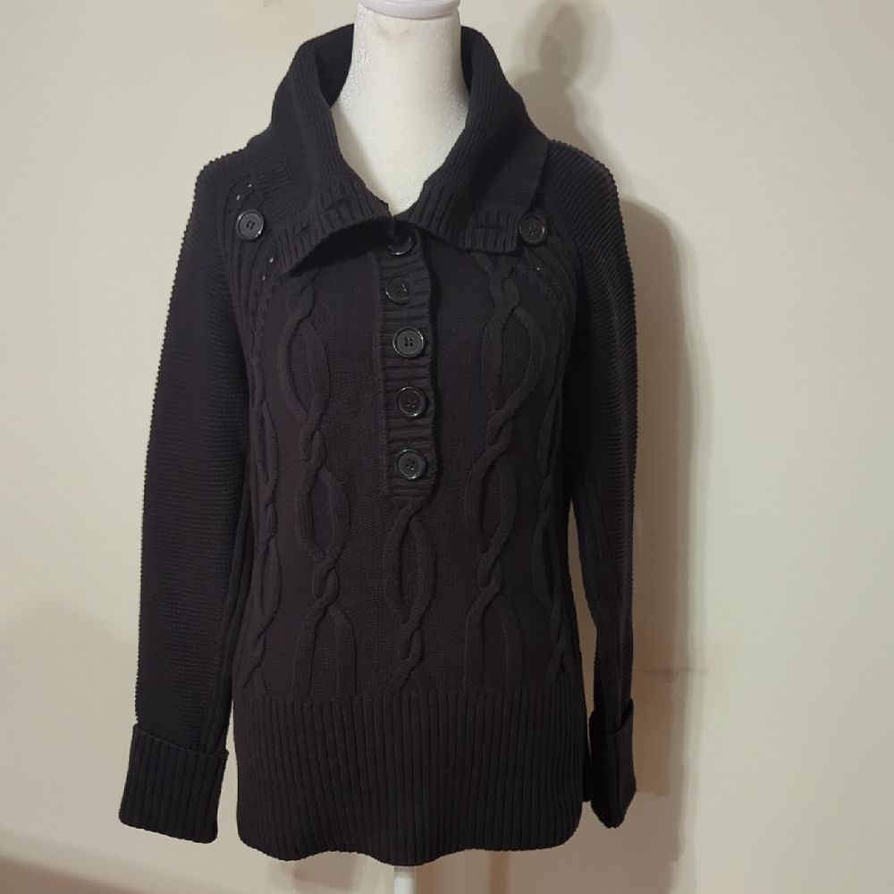 DKNY Dark Knit Cowl Neck Sweater